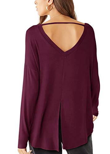Muzniuer Long Sleeve Workout Clothes for Women Backless Shirts Long Sleeve Yoga Tops