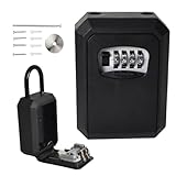 Colexy Caja Seguridad Llaves, Caja Fuerte para Llaves con Combinación 4 Dígitos, Cajetin Llave con Codigo, Cajas Llave Pared Montada para Casa, Garaje, Oficina, Exterior (Negro)
