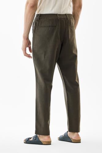 Image of SNITCH Men Trousers | Slim Fit Mid Rise Solid Design | Rayon Blend with Medium Stretch & Smooth Texture | Button & Zip Closure for Casual & Office Wear