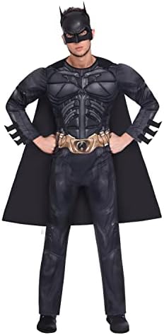 Amscan 9906109 Adult Mens Official Warner Bros. Licensed Deluxe Dark Knight Classic Batman Fancy Dress Costume, Black, Medium: 40-42"