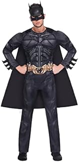 Amscan 9906109 Adult Mens Official Warner Bros. Licensed Deluxe Dark Knight Classic Batman Fancy Dress Costume, Black, Medium: 40-42"