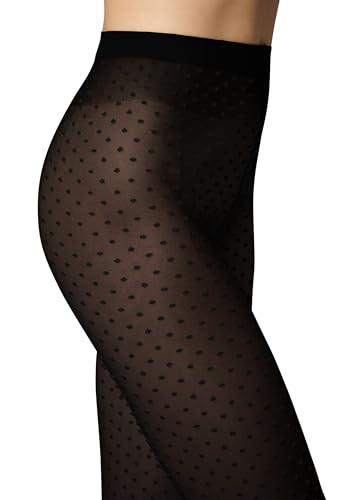 Wolford Satin Touch Dots Tights for Women 20 Denier Sheer Hosiery Pantyhose Elegant 3D Dot Design Shiny Finish Soft Waistband4