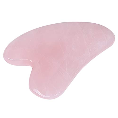 Loveliome Scraping Facial Massage Tools, Crystal Jade Guasha Stone Board for SPA Acupuncture Therapy Trigger Point Treatment (A-Rose Quartz)