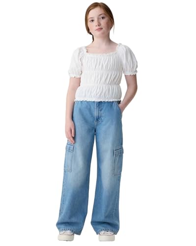 Image of Gap Kids Girl Relaxed Fit Solid Shortsleeves Square Neck Blouse