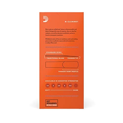 Image of D'Addario Woodwinds, Rico Bb Clarinet Reeds, RCA2515, Strength 1.5, 25-pack