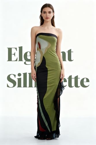 Image of Women's Sexy Strapless Backless High Split Long Maxi Dress Ruched Off Shoulder Sleeveless Bodycon Party Cocktail Dresses
