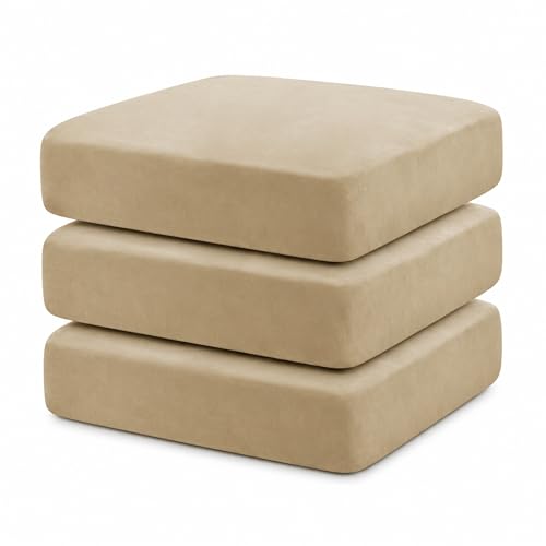 Image of Namdev Art's Velvet Sofa Cushion 21x22x5 Inch | High Density 32 Foam Seat Cushion | Soft & Comfortable Sofa Gaddi with Zip Cover | Multipurpose Cushion for Sofa Chair (Camel)
