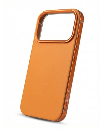 Image of SkynUp Linea Premium Leather Back Cover Case for iPhone 17 Pro Max | MagSafe Compatible | Orange