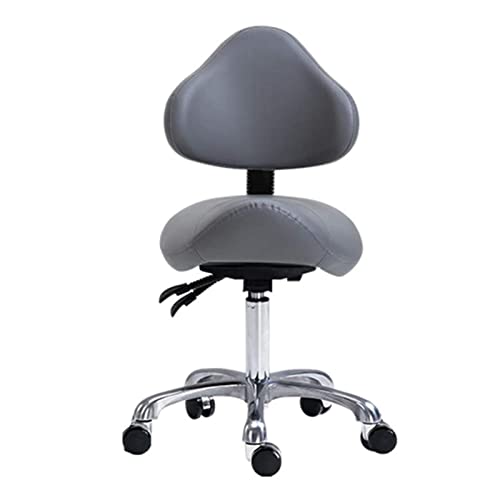 ZUOZUIYQ - ZUOZUIYQ Tabouret à selle réglable - Chaises avec soutien dorsal ergonomique - Siège cosetheticien pour salon de tatouage, maison, clinique dentaire, gris