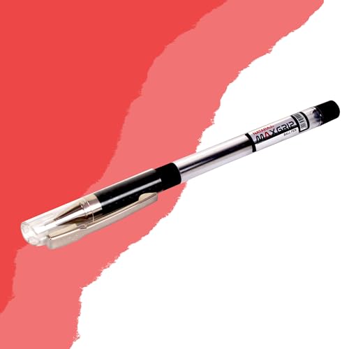 Image of NATARAJ Max Grip Ball Pen, Comfort Grip Ballpoint Pens, Medium Point (1.0mm), Smooth Writing with Metallic Finish for Elegant Look, Assorted, Pack of 1