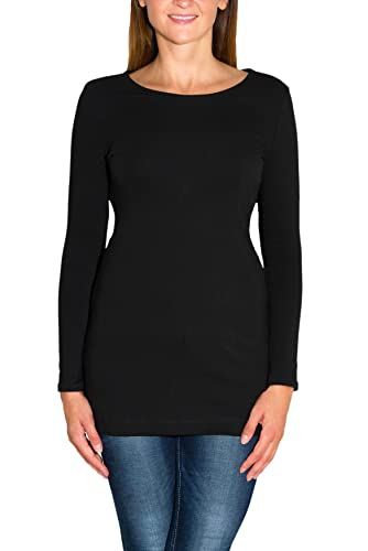 Alkato Damen Langarm Longshirt Langarmshirt Tunika Basic Shirt, Farbe:...