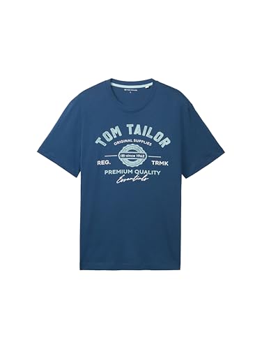 TOM TAILOR Herren T-Shirt mit Logo-Print aus Baumwolle, nighttime blue, XXL – Ansicht 5