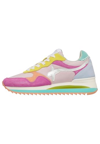 Baskets W6YZ Yak-W Fuchsia en suède et nylon multicolore