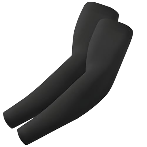 Autofy AeroX 300 GSM Outdoor Indoor Use Unisex Arm Sleeves UV Tan Protection for Men Women Children with Compression & Cooling Effect (Pack of 1-2pcs) (Black)