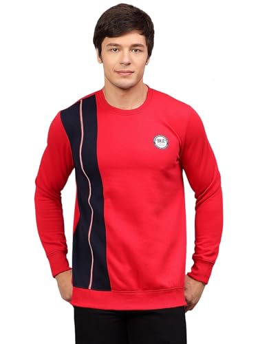 Image of Ben Martin Men's Round Neck Regular Fit Full Sleeve Side Penal Contrast Cotton Polyester Sweatshirt