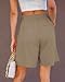 Luvamia Women's Fashion Khaki Bermuda Shorts - High Waist Plus Size With Pockets for Summer - Size XX-Large (20-22)