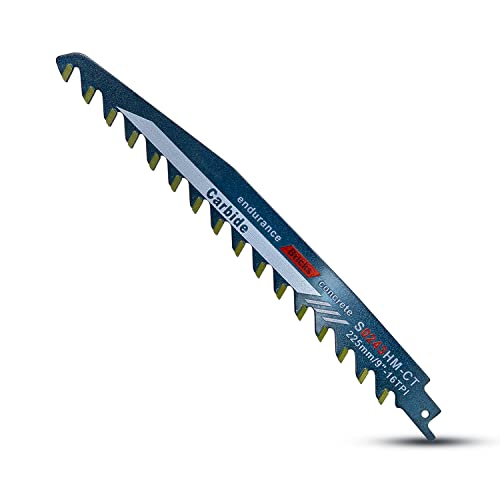 Lames de Scie Sabre Lames de Scie Alternative Carbure Accessoires de Scie Sabre pour Brique, Béton Cellulaire,Plaque de Ciment (225mm)