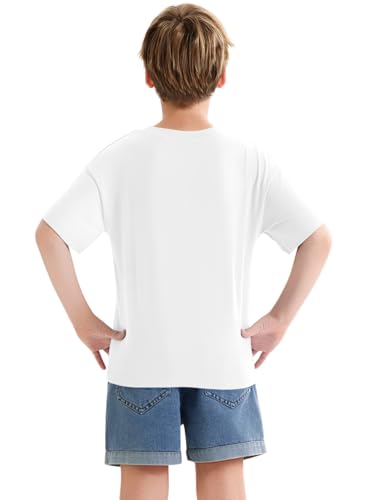 Boys Summer T Shirt Crew Neck Short Sleeve Solid Tees Comfortable Stylish Basic Tops Kids 5-14 Years3