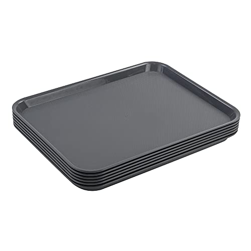 Vcansay Larger Plastic Fast Food Restaurant Serving Trays, Deep Grey, 6 Packs #TOP1