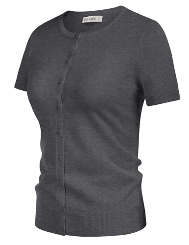 Image of GRACE KARIN Women Short Sleeve Cardigan, 2026 Summer Knitted Sweater Tops, Basic Crew Neck Crop Outfits