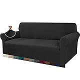 Granbest Modern Couch Cover Stylish Pattern Sofa Covers for 3 Cushion Couch Durable Furniture Protector 1-Piece Sofa Slipcover with Non-Slip Foam Elastic Bottom(Large, Black)