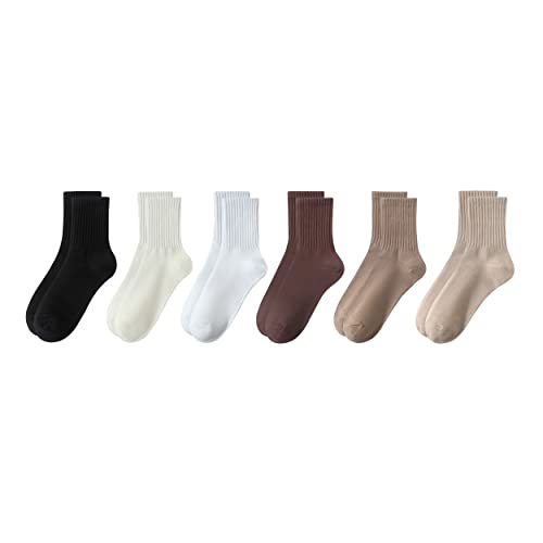 VWU Women Crew Socks Cotton Dress Socks Ankle Neutral Casual Daily Wear Gilr Lady Solid Color Quarter Socks SIze 5-9/8.5-12