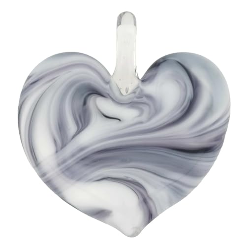 Glass Of Venice Murano Glass Venetian Marble Design Italian Handmade Heart Pendant - White and Purple Murano Glass Jewelry for Women