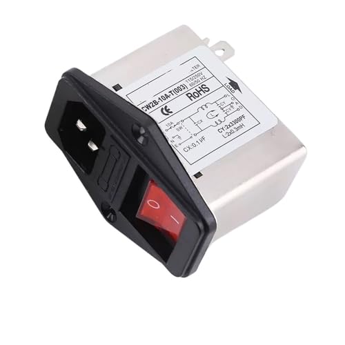 Filtro antiinterferencias CW2B-10A-T toma corriente 220V interruptor rojo 2