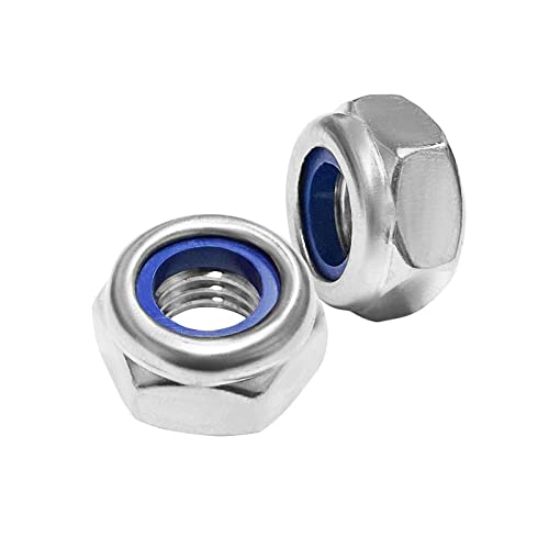 Boseago M6 Écrou Hexagonal Creux, 50 PCS Écrou de Blocage en Acier Inoxydable A2, Écrous Autobloquants avec Insert en Nylon, pour Pièces Métalliques/Assemblage/Boulons/Vis - Attache DIN 985 6mm Cover