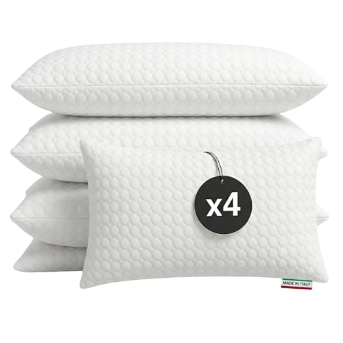 cuscini fiber - 4 Cuscini Letto Matrimoniale 45x75cm, Guanciale Letto