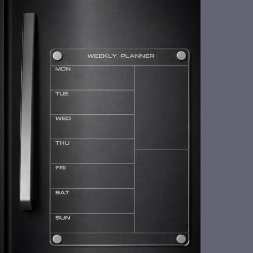 Image of Acrylic Magnetic Weekly Planner - Clear Calendar for Fridge | Magnetic Board for Refrigerator, Weekly Meal Planner Includes 2 Marker Pen | A4 Size (21x30cm)