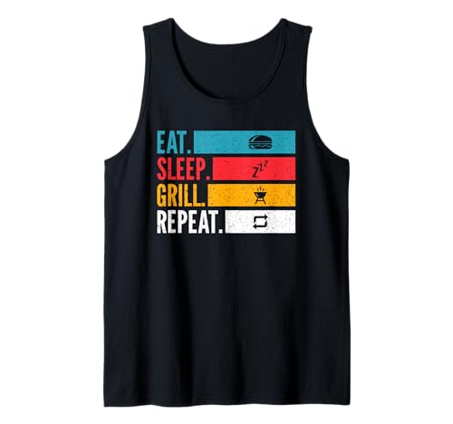 Eat Sleep Grill Repeat - Repetidor de barbacoa para graciosas barbacoas y carnes Camiseta sin Mangas