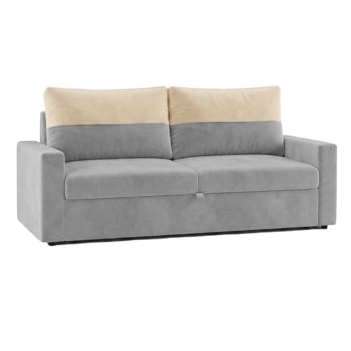 Image of SOCOZI Enrique 2 Seater Sofa Cum Bed | Soft Velvet Suede Fabric | Modern Convertible Design | Plush Comfort Seating for Living Room (Light Grey)