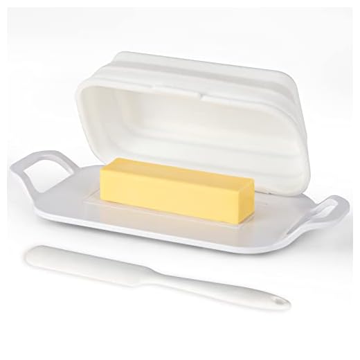 MOZPUS Butter Dish, Stretch Collapsible Silicone Lid Silica Gel Butter Tray butter Dish box - With Silicone Scraper