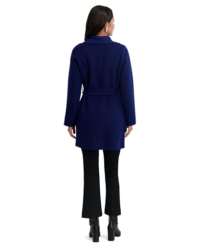Image of TAHARI Women's Double-faced Luxury Soft Wool Blend Peacoat- Wrap Wool Coat With Removable Belt