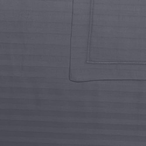 Image of Cotton Satin Stripes Single Bed Sheet with 1 Pillow Cover - Dark Grey