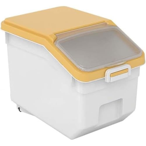 INECAR米びつ・米?: 10kg/12.5kg/17.5kg計量式おしゃれな米入れ密閉・防虫・防湿スリム大容量で軽量鮮度保持小麦粉・砂糖・コーヒー豆・雑穀も貯蔵可能家庭用食品保存容器キッチン収納用品 (17.5kg,イエロー)