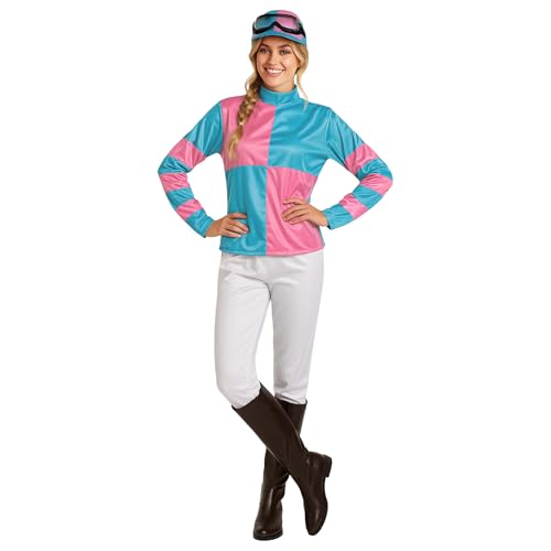 fun shack Womens Jockey Costume, Horse Jockey Outfit, Equestrian Halloween Costume for Women, Racing Attire, X-Large