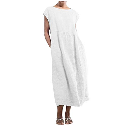 GBSELL Womens Summer Dresses, Vintage Dress for Women Summer Cotton and Linen A-Line Baggy Mini Dress Casual Sleeveless Solid Crewneck Beach Dresses GBSELL Womens Summer Dresses, Vintage Dress for Women Summer Cotton and Linen A-Line Baggy Mini Dress Casual Sleeveless Solid Crewneck Beach Dresses