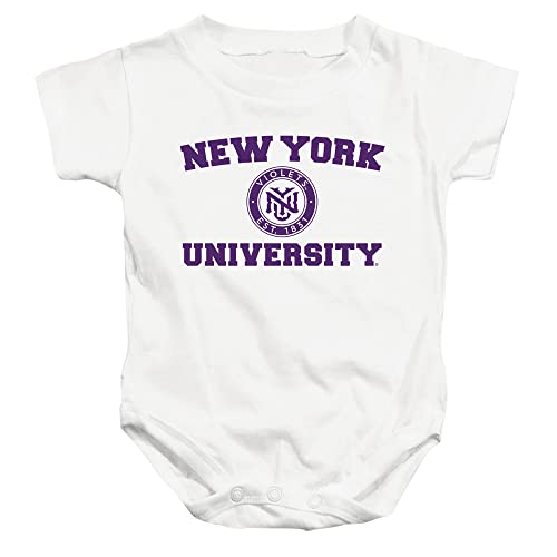 New York University Official Circle Logo Unisex Infant Snap Suit for Baby,White, 12 Months
