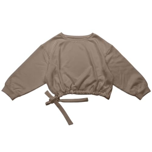 Womens Off Shoulder Sweatshirt, Long Sleeve Tie Hem Loose Casual Pullover - image 5