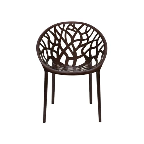 Image of activa Crystal Plastic Arm Chair | Stackable Indoor Outdoor Chair for Home, Balcony, Patio & Garden | Comfortable Designer Armrest Chair | Durable Plastic Seating Furniture (Brown, Set of 1)