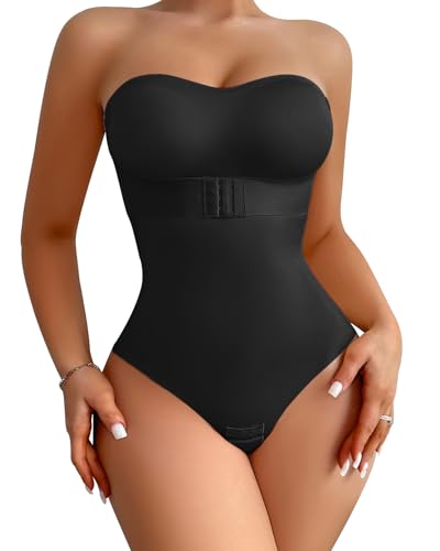 Image of Shapewear Bodysuit Tummy Control Strapless Bra Shapewear for Women Strapless Faja Body Shaper Thong Light Shapewear