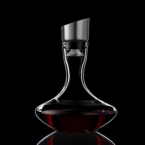 Vnoperito 123 Wine Decanter,Red Wine Carafe,Decanter With Built-In Aerator Pourer, 100% Hand Blown Lead-Free Crystal Glass thumb #4