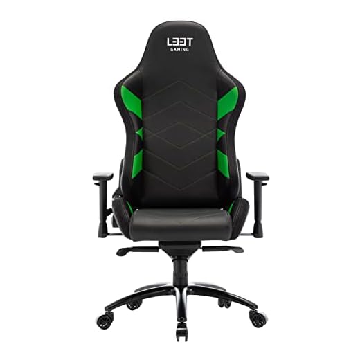 L33T Gaming Stol kontorsstol ergonomisk chefsfåtölj e-sport Elite V4 PC-stol med nack- och ryggstoppning, PU-läderskydd, armstöd, justerbar skrivbordsstol e-sport spelstol, grön