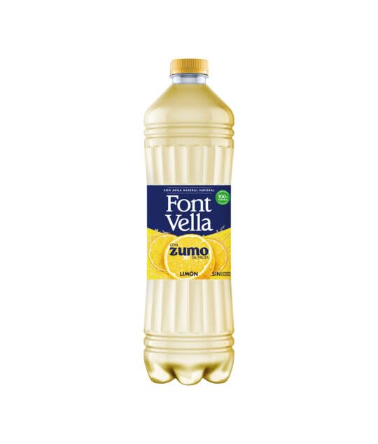 Font Vella Wasser mit Zitronensaft, Natürliches Mineralwasser mit Zitrone, PET Flasche 1,15L, 12 Flaschen (2 Kartons à 6 Flaschen)
