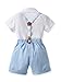 Boys Summer Formal Outfit Set - Gentleman Baby Boy Outfit Toddler Suit Short Sleeve Bow Tie Shirt Pants (Light Blue and White, 6 Years)