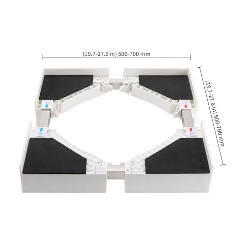 KEILEOHO Universal Verbindungsrahmen Set, 50-70cm Verstellbar Verbindungsrahmen mit Ratschenseil, Universal Zwischenbaurahmen Weiß für Waschmaschine und Wäschetrockner