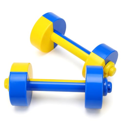 VOSAREA Kids Dumbbells Set 1 Pair Plastic Dumbbell Toy for Toddlers Barbell Fitness Exercise Props with Comfortable Grip Home Gym Workout and Early Education
