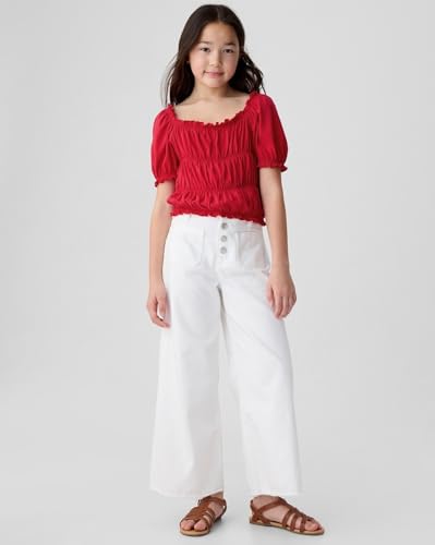 Image of Gap Kids Girl Relaxed Fit Solid Shortsleeves Square Neck Blouse
